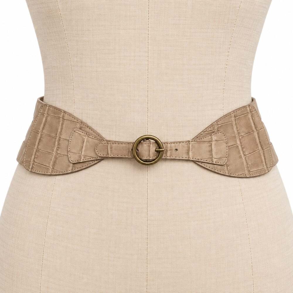 Streets Ahead vintage 80's statement Belt Beige leather Wide Womens size Medium